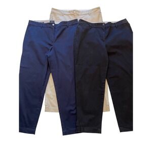Talbots Perfect Crop Chino Pant Bundle Lot of 3 Khaki Navy Black Size 12